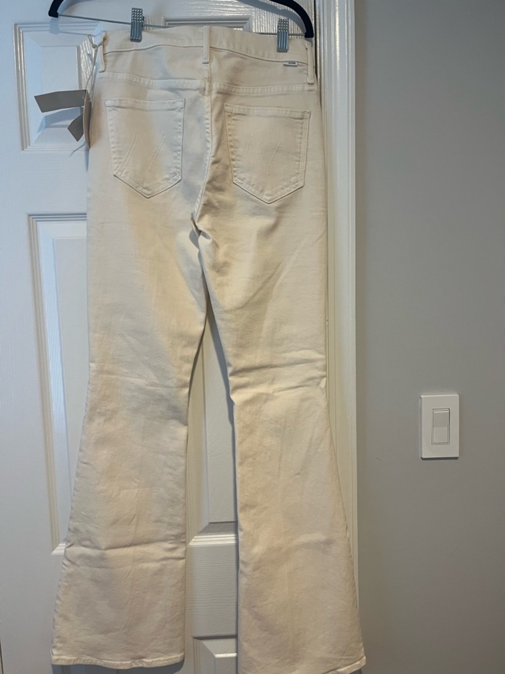 MOTHER Cream Flare Wide-Leg Jeans